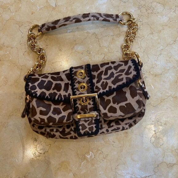 Vintage PRADA Leopard print fur evening bag - Picture 6 of 11